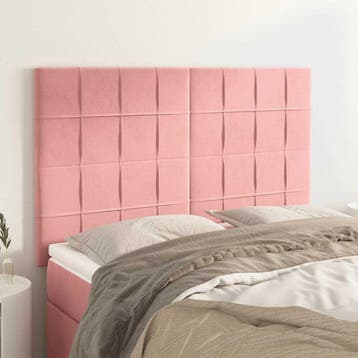 vidaXL Hoofdbord roze 144x5x118/128 cm fluweel, Verzenden, Nieuw, Stof