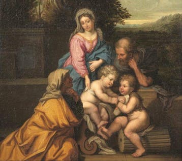 Sébastien Bourdon (1616–1671), Kring van - The Holy Family
