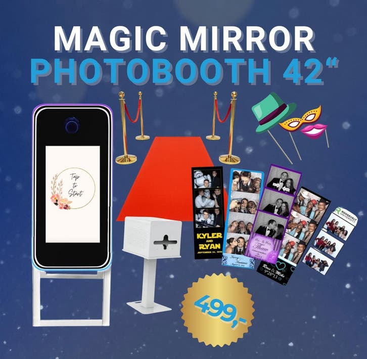 42 Magic Mirror Photobooth, Hobby en Vrije tijd, Feestartikelen | Verhuur, Geboorte of Huwelijk, Nieuw