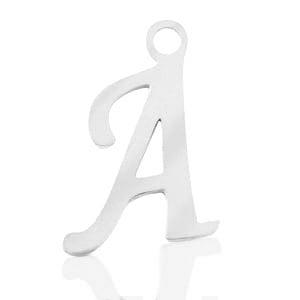 Roestvrij stalen (RVS) Stainless steel bedels initial A, Ophalen of Verzenden, Nieuw, Bedel