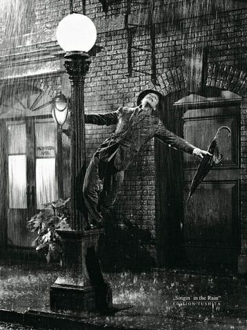 Kunstdruk Liby - Gene Kelly singing in the Rain 50x70cm, Verzenden, Nieuw