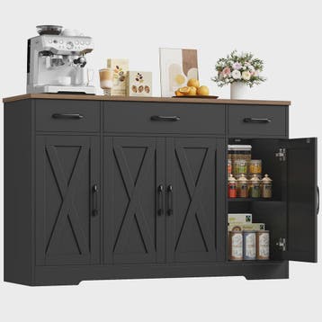 Stijlvol Dressoir 140cm met 4 Barn Doors en 3 Lades - Opberg, Huis en Inrichting, Verzenden, Nieuw