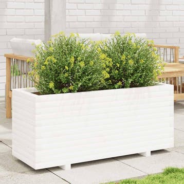 vidaXL Plantenbak 110x40x49,5 cm massief grenenhout wit, Tuin en Terras, Bloembakken en Plantenbakken, Verzenden, Nieuw, Hout