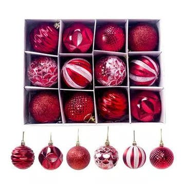 Kerstballen 12 stuks 6 cm Rood, Ophalen of Verzenden, Nieuw