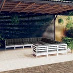 vidaXL 11-delige Loungeset met kussens grenenhout wit, Tuin en Terras, Tuinsets en Loungesets, Verzenden, Nieuw, Loungeset