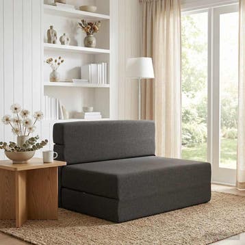 vidaXL Vouwbare Bankbed Donkergrijs 100 x 80 x 60 cm Stof, Huis en Inrichting, Verzenden, Nieuw, Stof, Minder dan 150 cm
