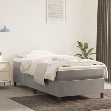 vidaXL Boxspring bed 90x190 cm fluweel lichtgrijs, Huis en Inrichting, 90 cm, Eenpersoons, Verzenden, Nieuw