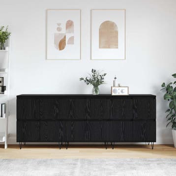 vidaXL Dressoirs 3 st Zwart Eiken, Huis en Inrichting, Kasten | Dressoirs, Verzenden, Nieuw, Overige houtsoorten, Minder dan 50 cm
