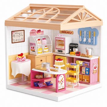Dreamy mini house Bakkerij Bakery met ledlamp DIY Modelbo..., Verzenden, Nieuw