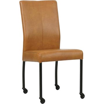 Leren eetkamerstoel Comfort met wieltjes - Granada Sahara, Huis en Inrichting, Stoelen, Bruin, Nieuw, Leer, Ophalen of Verzenden