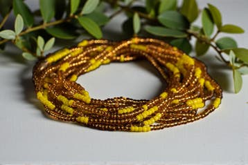 Waist Beads / Afrikaanse Heupketting - ESOSA ELASTIC - Geel, Sieraden, Tassen en Uiterlijk, Kettingen, Ophalen of Verzenden, Nieuw