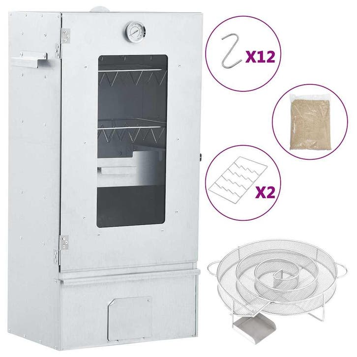 vidaXL BBQ-rookoven met koude rookgenerator gegalvaniseerd, Tuin en Terras, Houtskoolbarbecues, Nieuw, Verzenden