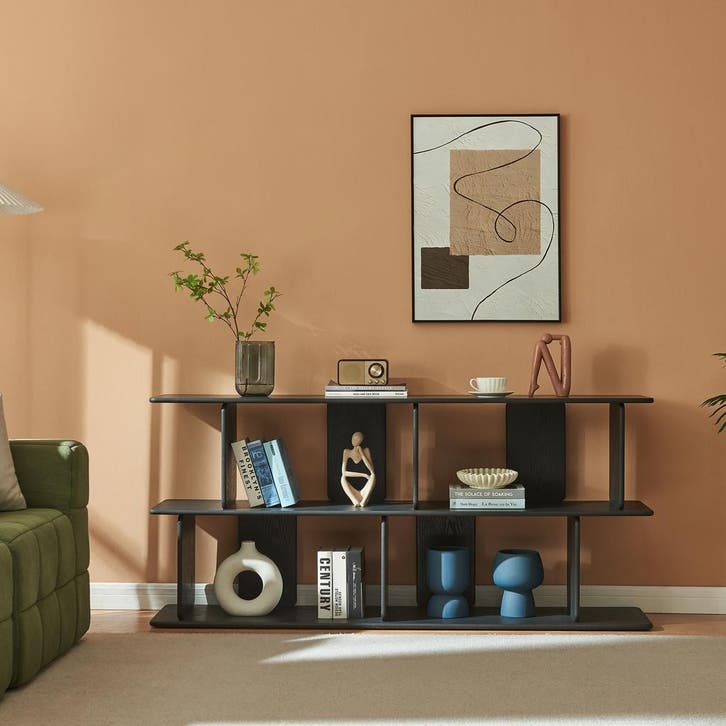 Wandrek Gäljami staand rek laag boekenkast 160x35x74 cm zwar, Huis en Inrichting, Kasten | Boekenkasten, Verzenden