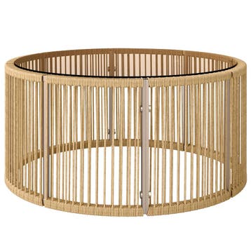 Bijzettafel Van Polyrattan Koffietafel Met Gehard Glazen Bla, Verzenden, Nieuw