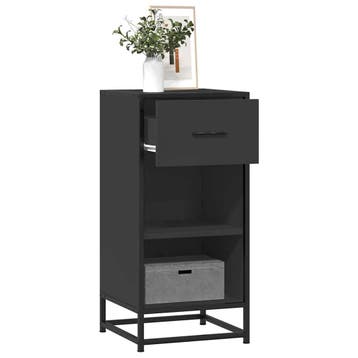 vidaXL Dressoir 35,5x35x76 cm bewerkt hout en metaal zwart, Verzenden, Nieuw, Overige houtsoorten