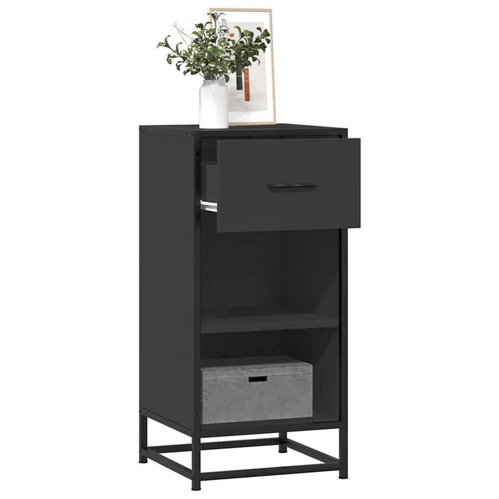vidaXL Dressoir 35,5x35x76 cm bewerkt hout en metaal zwart, Huis en Inrichting, Kasten | Dressoirs, Nieuw, Overige houtsoorten