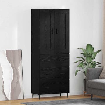vidaXL buffetkast 2 st Zwart Eiken 69,5 x 34 x 180 cm, Minder dan 50 cm, Verzenden, Nieuw, Minder dan 100 cm