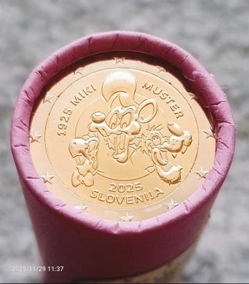 Slovenië. 2 Euro 2025 Miki Muster (25 coins) in roll