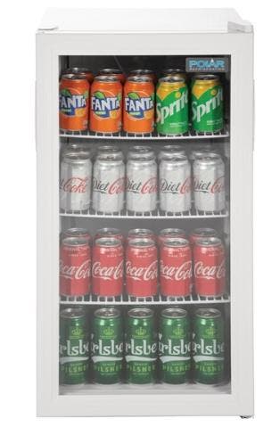 Blikjeskoelkast glazen deur wit 88 liter | 82.5x43x48cm, Verzenden, Nieuw in verpakking