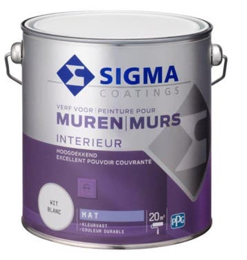 Sigma Muurverf Mat - Wit - 5 liter (Muurverf - Latex), 5 tot 10 liter, Wit, Nieuw, Ophalen of Verzenden