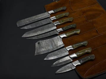 Japanese Style Kitchen Knife SET With Leather BAG Included -