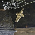 Gouden hanger van een abstract kruis met diamant; 0,05 ct., Ophalen of Verzenden, Gebruikt, Goud, Overige merken