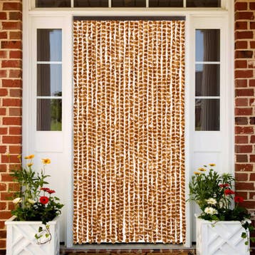 vidaXL Vliegengordijn 100x230 cm chenille okerkleurig en wit, Verzenden, Nieuw, Geel