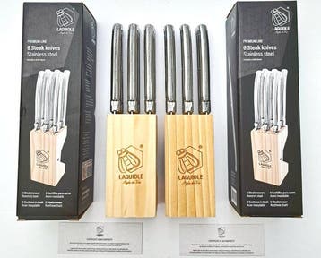 Laguiole - 12x Steak Knives - completely Stainless Steel -