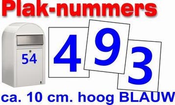 Huisnummer sticker Container sticker10cm hoog BLAUW, Nieuw