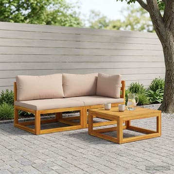 vidaXL Modulaire bankset met kussens 2 st 2-zits Massief, Tuin en Terras, Verzenden, Nieuw, 2 zitplaatsen