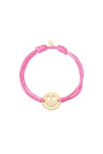 Satijnen armband met smiley - Roze, Verzenden, Nieuw