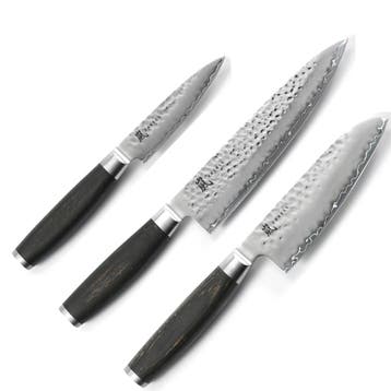 Yaxell Taishi – 3-delige Messenset – Koksmes 20 cm, Sant, Ophalen of Verzenden, Nieuw, Hout