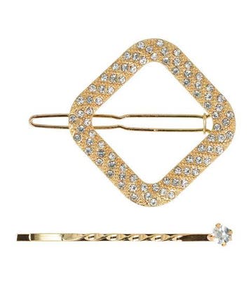 Haarspeld Haarclip 4,5cm - Vierkant - Glitter Steentjes -, Nieuw