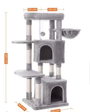 Krabpaal met Uitkijkplatform – 120 cm, 5 Lagen en Grotten, Verzenden, Nieuw