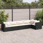 vidaXL 6-delige Loungeset met kussens poly rattan zwart, Tuin en Terras, Verzenden, Nieuw, Rotan, Loungeset