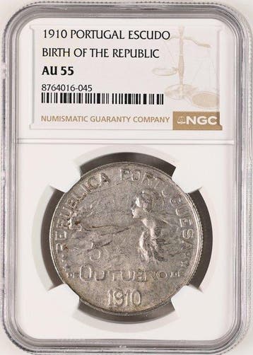 Portugal. 1 Escudo Lisbon mint 1910. Birth of the Republic.