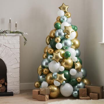 Ballonnen Kerstboom Groen/Wit/Goud, Ophalen of Verzenden, Nieuw