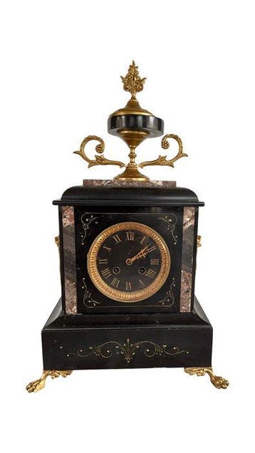 Pendule - Marmer, Glas, Zinklegering - 1850-1900, Antiek en Kunst, Antiek | Klokken