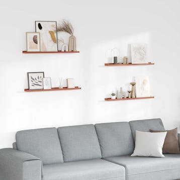 vidaXL Wandplank met plank 4 pcs Rood 80 x 9 x 3 cm Bewerkt, Verzenden, Nieuw