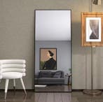 Volledige Lengte Vloerspiegel 180×80 cm met Zwart Metalen Fr, Huis en Inrichting, Kasten | Overige, Verzenden, Nieuw