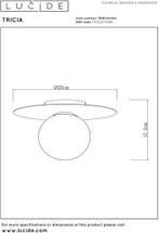 Lucide TRICIA - Plafonnière (Plafondlamp) - Ø 25 cm - 1xE27, Huis en Inrichting, Lampen | Plafondlampen, Ophalen of Verzenden