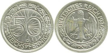 50 Pfennig Duitsland 50 Reichspfennig 1936 G f stgl ! J 324, Verzenden