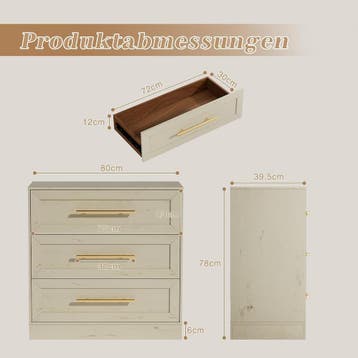 Commode - Dressoir - Ladekast - 80x40x80 cm - Beige - UEV, Verzenden, Zo goed als nieuw