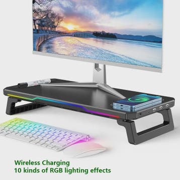 RGB Monitorstandaard met Draadloze Oplader en USB Hub, Computers en Software, Verzenden, Nieuw