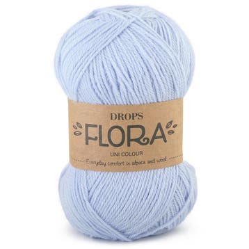 DROPS Flora Uni Colour - 14 ijsblauw - Wol Garen, Ophalen of Verzenden, Nieuw