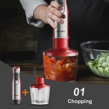 BioloMix Red 1200W 4-in-1 Hand Blender: Krachtige Staafmixer, Verzenden, Nieuw
