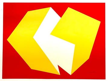 Charles Hinman (1932) - Yellow on red, Antiek en Kunst