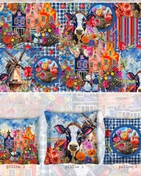 Canvas Katoen Hollandse Glorie Kussen Paneel, Hobby en Vrije tijd, Stoffen en Lappen, Nieuw, Overige kleuren