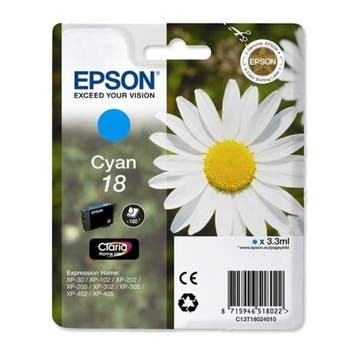 Epson 18 (T1802) inktcartridge cyaan (origineel), Verzenden, Nieuw, Cartridge, Epson