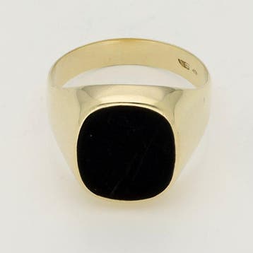 Ring - 14 karaat Geel goud - Onyx, Nieuw